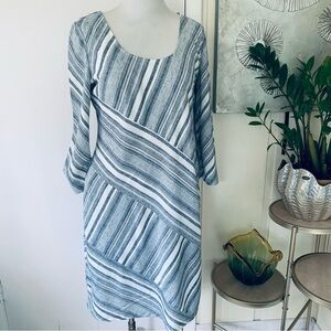 NWT Soft Surroundings Linen blend stripe dress size M